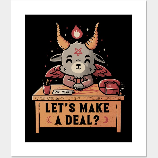 Let’s Make a Deal Funny Cute Evil Baphomet Wall Art by eduely